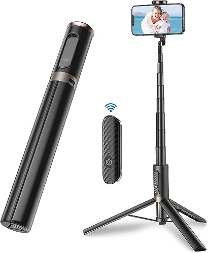 TONEOF 152cm Palo Selfie Tripode para Movil，tripode movil Extensible Rotacion Trípode Teléfono Flexible con Inalámbrico con Control Remoto,Compatible con iPhone y Android Teléfono