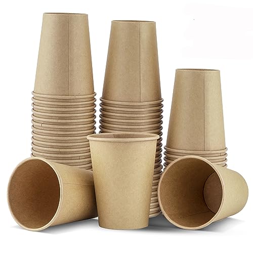 TOROTON Vasos de Papel, 50 Piezas Copas Carton Kraft Biodegradable y Compostable, Vasos Carton para Servir el Café, el Té, Bebidas Calientes y Frías, 350ml