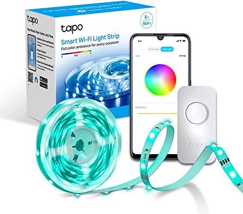 TP-Link Tapo L900-5 - 5M Wi-Fi Tiras LED de 12 V, 16 millones de colores con 2100 mcd, óptimo para la familia, sincronización con música, compatible con Google y Alexa