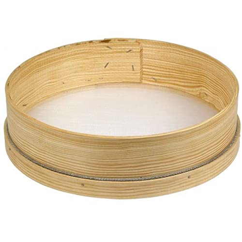 Tradineur - Tamiz de madera, malla fina, diseño tradicional, adecuado para tamizar harina, azúcar, trigo, arena, colador para repostería, 28 cm