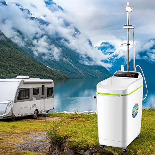 Treesunshine Calentador de agua eléctrico con ducha, 100 L, 220 V, portátil, calentador de agua para ducha, mini calentador de agua para camping, jardín, caravana