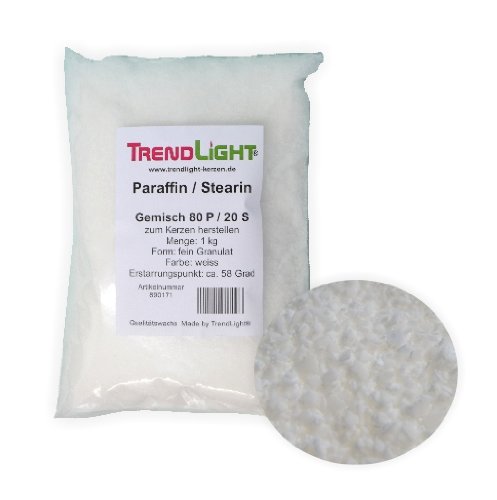 TrendLight Cera de composición, mezcla de cera de parafina, estearina, 80/20, mezcla de 1 kg