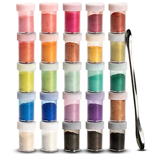 Tritart 25 Unidades Pigmento de Mica para Resina Epoxi - Pigmentos de Mica Metálica en Tinte Colorante en polvo - Proyectos de Bricolaje, Cosméticos, Slime, Resina, Velas y Más