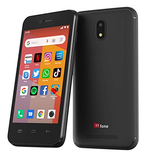 TTfone TT20 Teléfono móvil Inteligente 3G con Android GO - 8GB - Dual Sim - Pantalla táctil de 4 Pulgadas (Negro)