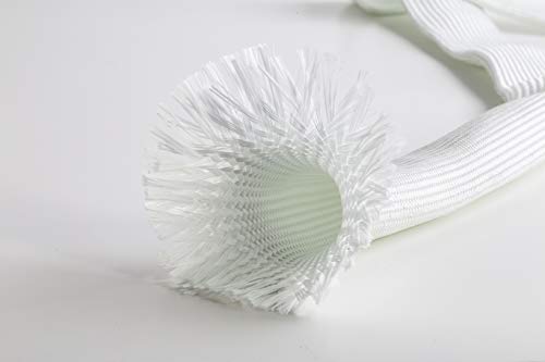 Tubo corrugado aislamiento antiincendios de fibra de vidrio, alto Temperature 550 °C, diámetro de 1 mm a 50 mm, 10 metros, blanco