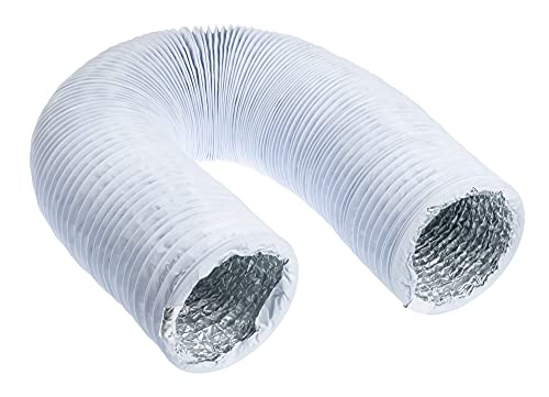 Tubo flexible de salida de aire de 160 mm de diámetro, 3 m de longitud, con aislamiento de aluminio, para secadora, aire acondicionado, campana extractora, tubo flexible de aluminio/PVC