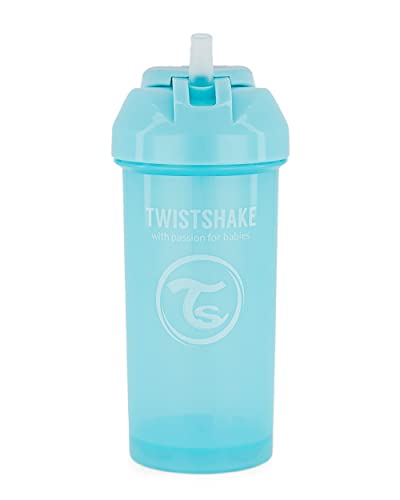 Twistshake Straw Cup Vaso de Aprendizaje para Beber con Antiderrame Boquilla con Silicona Pajita 360 ml, Taza de Entrenamiento para Sorber para Bebé, Sin BPA, 6 + Meses, Azul Pastel