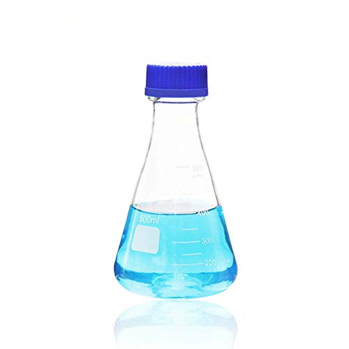 ULAB Scientific Erlenmeyer UEF1017 - Termo con tapa de rosca (500 ml, 3,3 borosilicato con graduación impresa), color azul