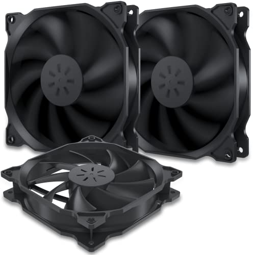 upHere 120mm Ventilador para ordenador - Ventilador de PC silencioso 3 Pack (Negro)12BK3-3