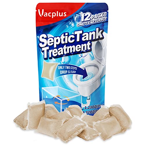Vacplus Tratamiento para tanque séptico, 12 unidades de paquetes de tratamiento para tanque séptico disoluble