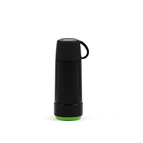 Valira 6110/128 Termo para líquidos de 0,5 L con Botella de Vidrio Aislante de Doble Pared Hecho en España, Color Negro-Verde