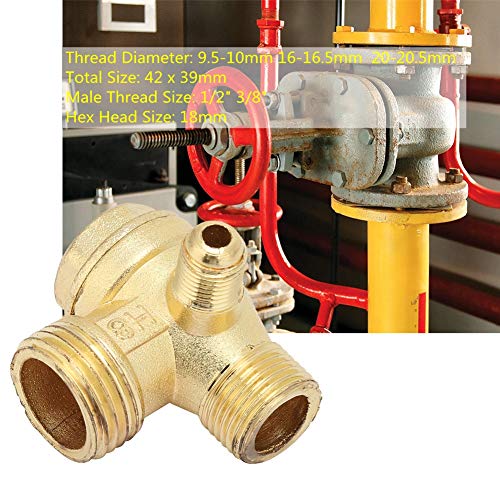 Válvula de retención del compresor de aire de Latón relleno de tres vías Unidireccional,valvula de retencion aire,De color dorado,9-10mm 12-16.5mm 16-20.5mm