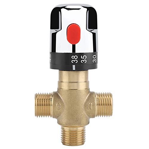 Válvula mezcladora termostática - Tubo de Temperatura Sensible de 15 mm Válvula mezcladora termostática de latón Tubo de Temperatura de Agua Control de termostato de Lavabo para baño Lavadero Cocina