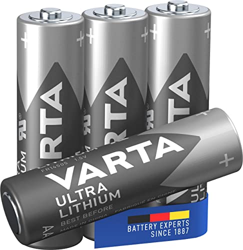 VARTA Pilas AA de litio, paquete de 4, Ultra Lithium, 1,5V, aptas para cámaras digitales, juguetes, dispositivos GPS, para deportes y actividades al aire libre