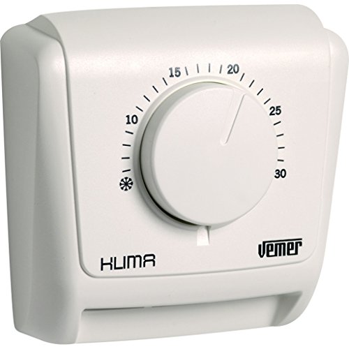 VEMER VE019600 KLIMA 3 - Termostato Mecánico de Ambiente a Membrana de Gas, Función de Calefacción y Aire Acondicionado, Blanco