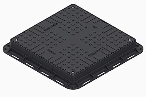 VODALAND Tapa con marco 60x60 de plastico color negro clase de carga A15