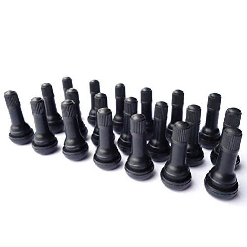 VORCOOL 20 válvulas de neumático de coche sin tubo de repuesto de goma TR-413 (Negro)
