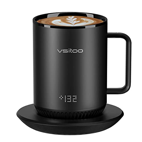 VSITOO S3 - Taza inteligente de control de temperatura con tapa, calentador de taza de café con taza para escritorio y oficina en casa, taza de café calentada controlada por aplicación, 11 onzas
