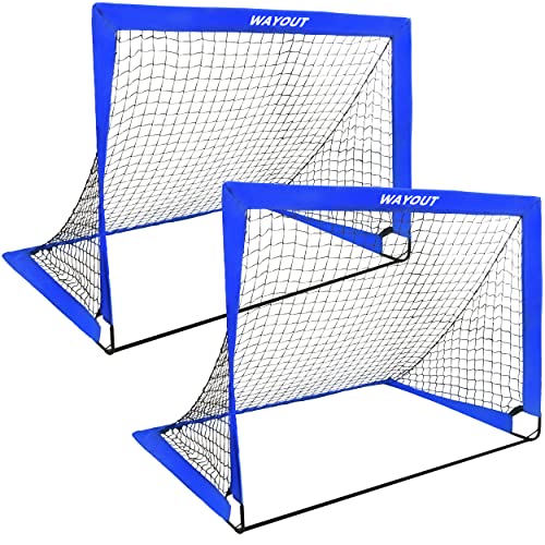 Wayout Sports - Porterías Fútbol Plegables para Niños y Adultos (120 x 90 x 90, Azul)