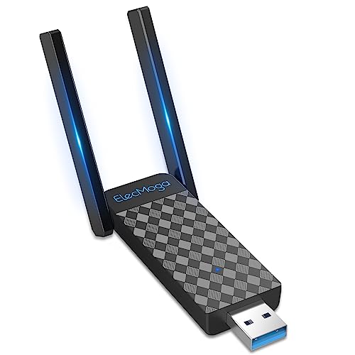 WiFi USB, ElecMoga Antena WiFi AC 1300Mbps USB 3.0 Dual Band 5GHz/2.4GHz Adaptador WiFi USB para PC/Desktop/Laptop/Tablet USB Wifi con 2 Antenas de 5dBi Soporta Windows 11/10/8/7/Vista/XP Mac OS X