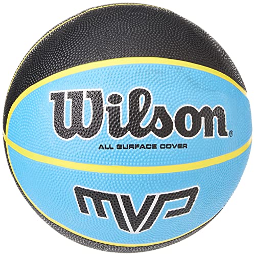 Wilson WTB9017XB07 Pelota de Baloncesto MVP Caucho Interior y Exterior, Unisex-Adult, Negro/Azul, 7