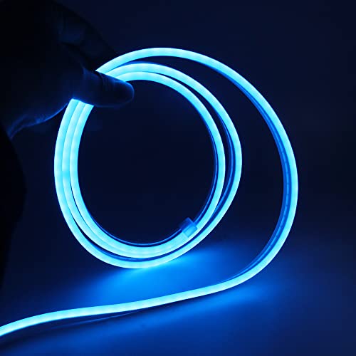 XUNATA 2m Azul Hielo Tira de LED de Neón con Interruptor, Alimentación USB de 5 V, Luces de Tubo de PVC de Colores, IP65 Impermeable, Flexible, Cortado a la Medida
