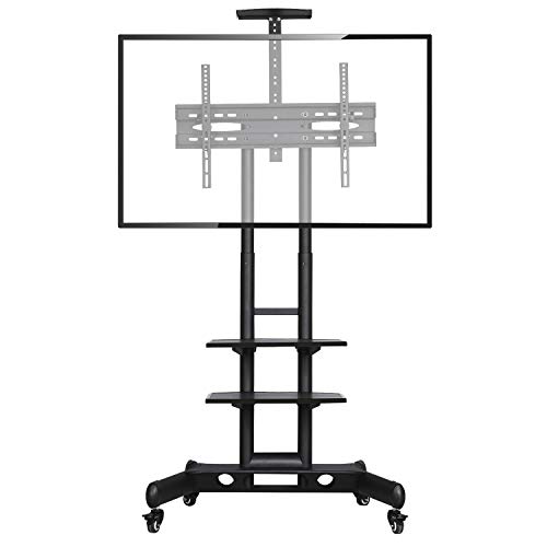 Yaheetech Soporte TV Ruedas con Frenos Soporte Television Suelo para Pantalla de 32 a 75 Pulgadas Soporte de Exhibición para TV con Bandeja, para VESA 100x100mm a 400x600mm