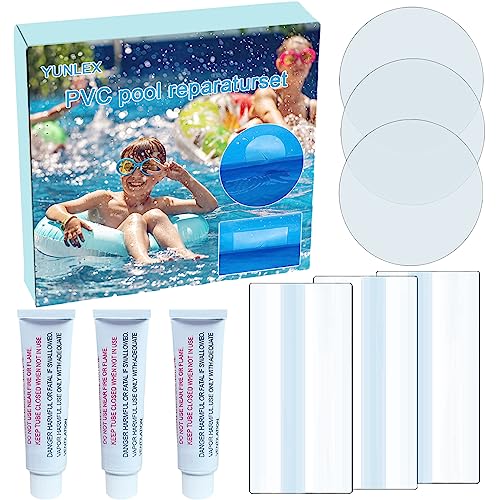 YUNLEX Kit de reparación de piscina, herramienta de reparación de piscina, resistente a los rayos UV y al agua caliente, PVC transparente para piscinas bajo el agua para objetos inflables, jacuzzis,