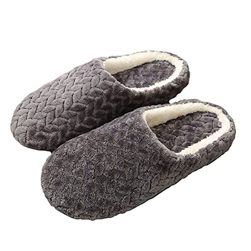 YUNZLAN Zapatillas de suela blanda de felpa silenciosa de invierno, zapatillas de piso de madera antideslizantes unisex,42-43,Dark gray