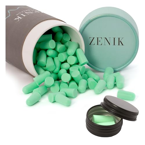 ZENIK - 160 Tapones de Oídos Premium para Dormir con Caja de Aluminio. Extra Suaves. Protección Auditiva de Espuma. Reducción de Sonido 38dB. Estudiar, Dormir, Trabajar, Anti-Ronquidos.