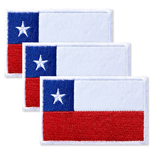 ZXvZYT Paquete de 3 parches bordados de bandera de Chile banderas chilenas emblema militar parche para ropa sombrero mochilas decoraciones
