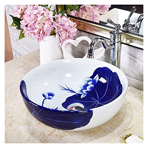 PERTID Lavabo de baño sobre encimera, lavabo de cerámica de porcelana de 40 x 15 cm, lavabo de baño